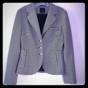 Express navy and white striped lined knit jacket